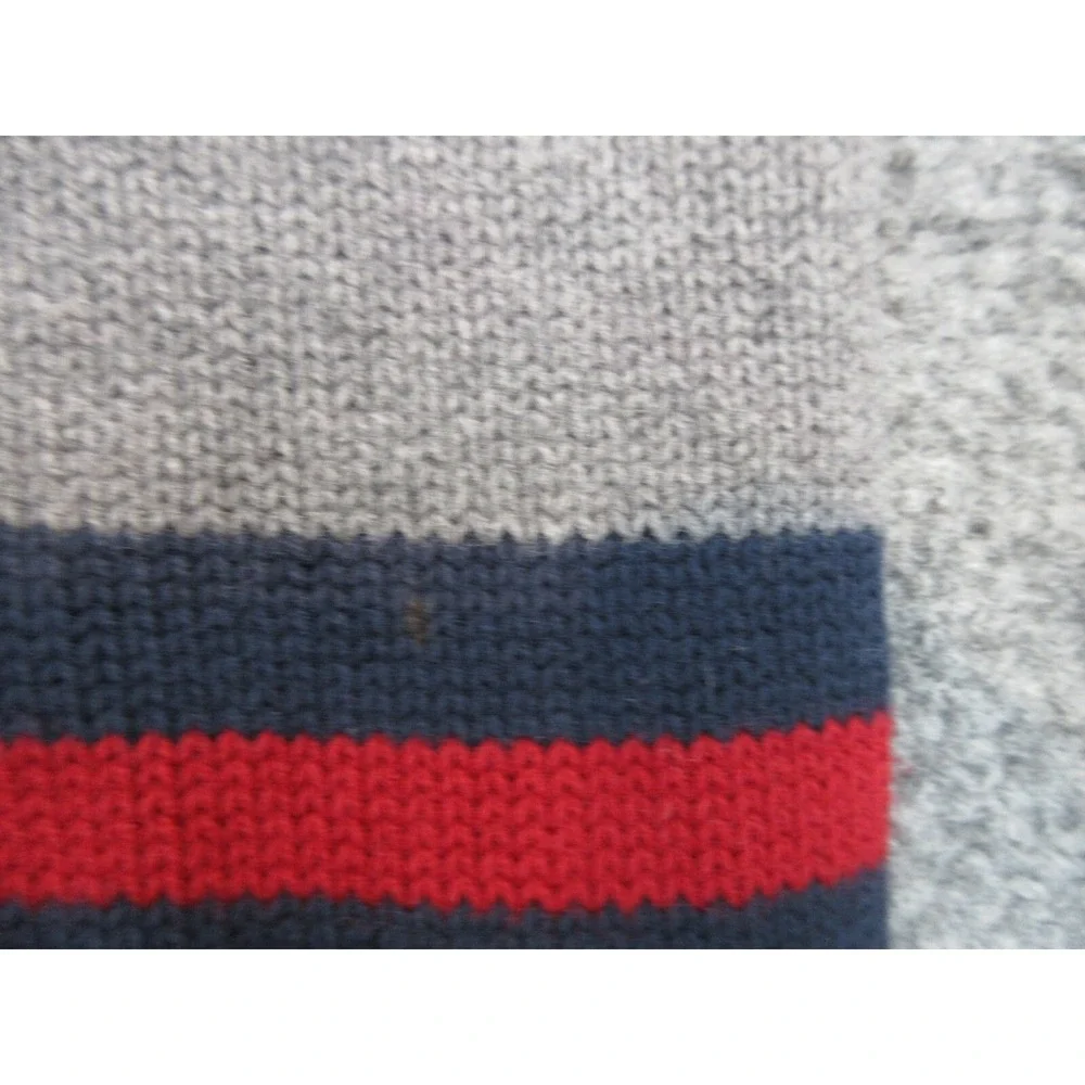 Tommy Hilfiger Sweater Mens Small Gray Crewneck Striped Knit Pullover Logo